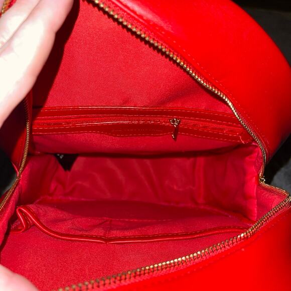 Badgley Mischka Backpack Red Studded Quilted Mini New With Tags - Picture 6 of 9